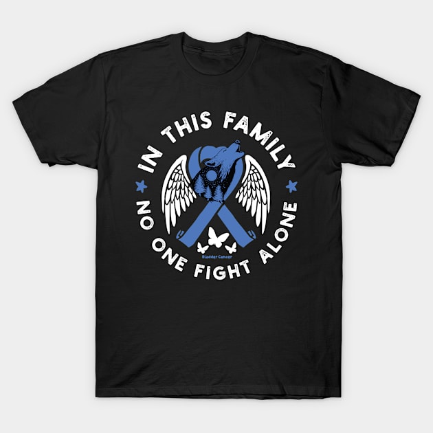 In This Family No One Fights Alone Shirt Bladder Cancer T-Shirt by Vixel Art